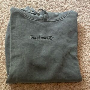 Embroidered “Good energy.” hoodie